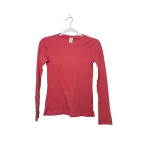 Sundance Coral Pink Waffle Knit Long Sleeve Button Cuff Thermal Top XS